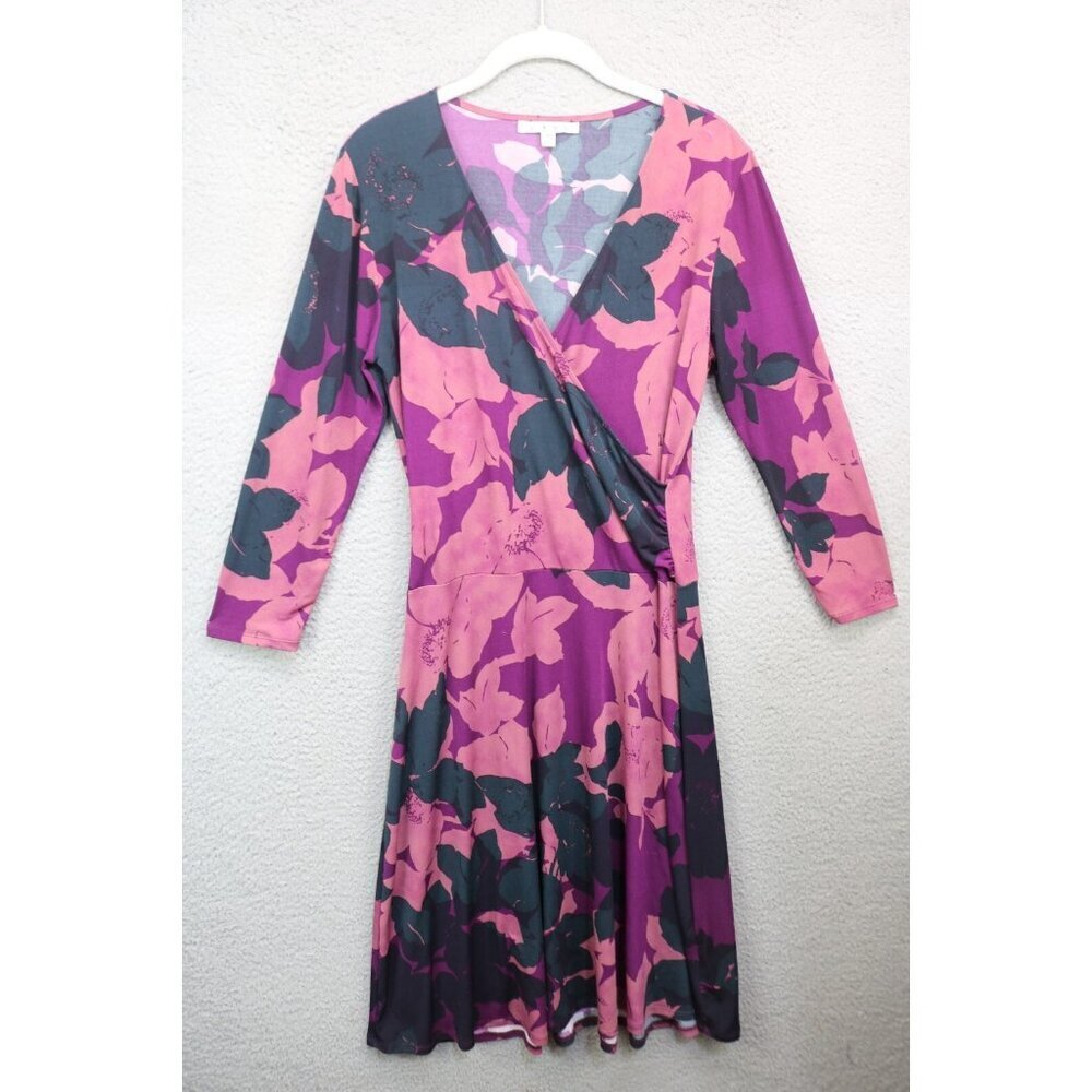 Cabi 3/4 Sleeve Wrap Midi Dress-Size Medium-Dark Florals-Whimsigoth